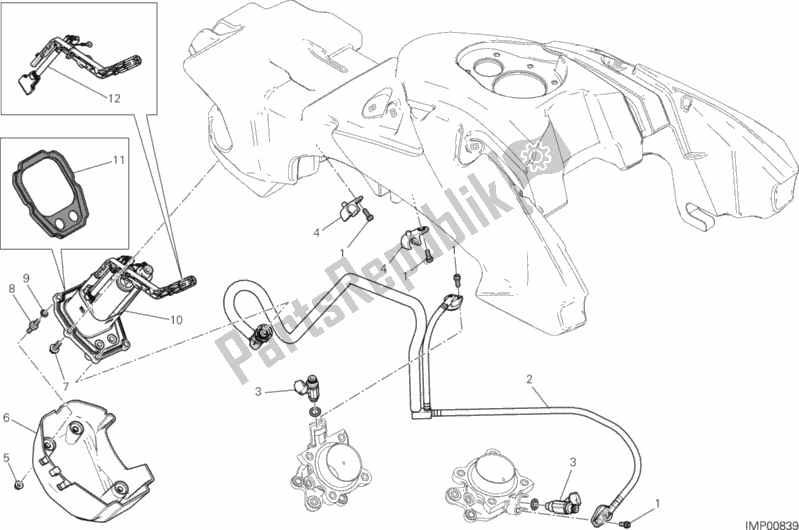All parts for the Fuel System of the Ducati Hypermotard Hyperstrada Brasil 821 2015
